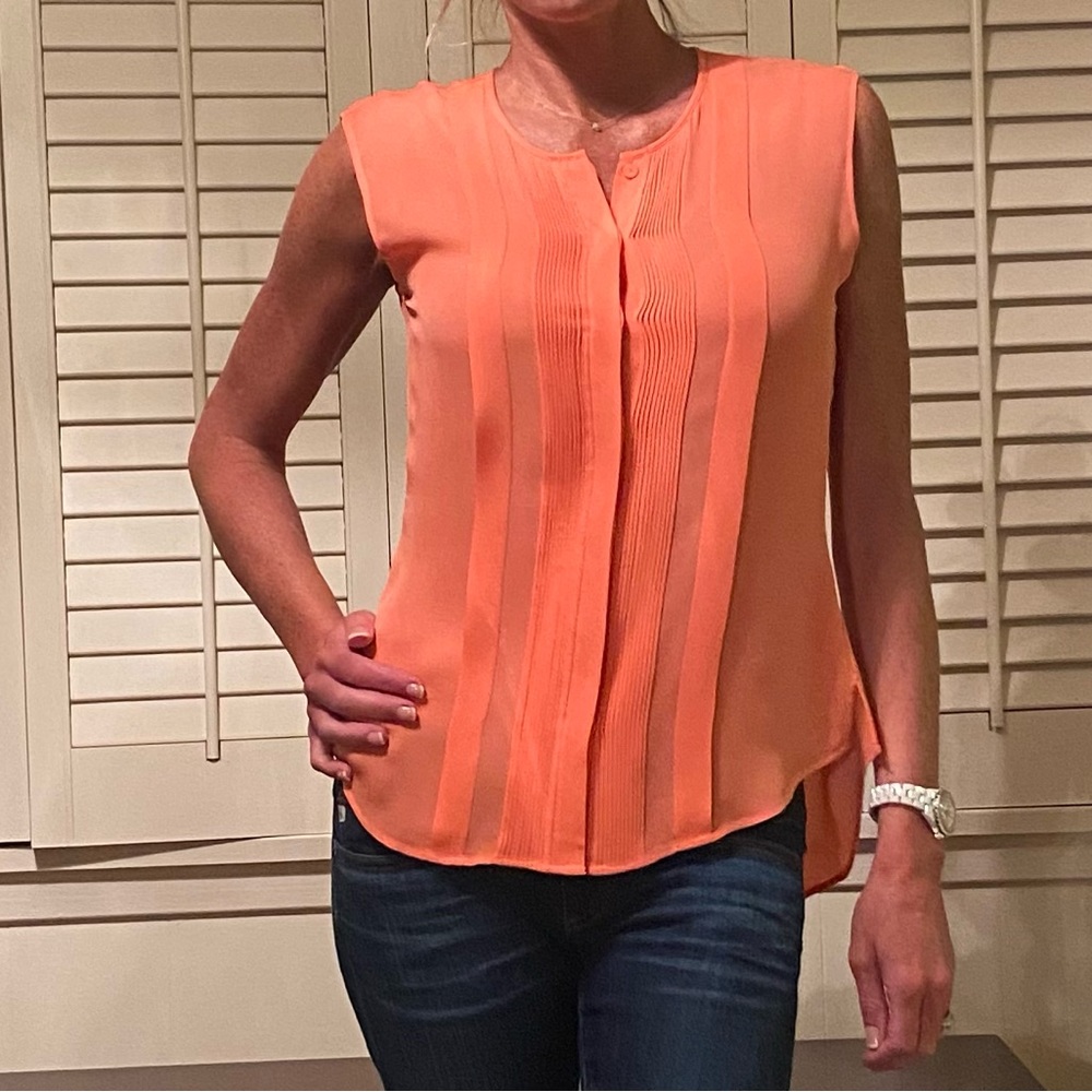 Veronica Beard silk pintuck and pleated top